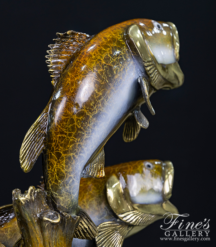 Bronze Statues  - Bronze Fish Statue - Bass - BS-1330